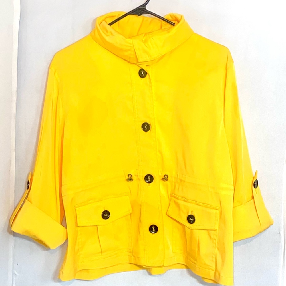 Ruby Rd. Bright Yellow Drawstring Utility Jacket - image 5